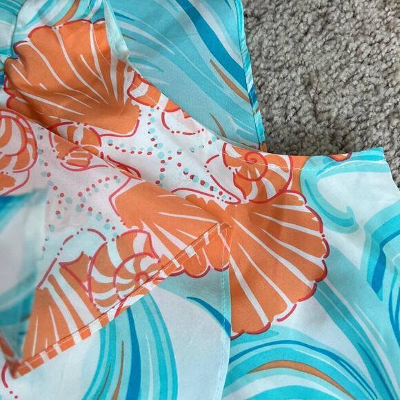 Lilly Pulitzer 100% Silk Kendall One Shoulder Dress Size 6 in Do the Wave Print - Picture 5 of 10